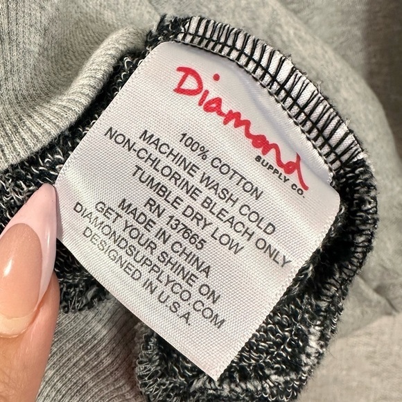 Men's Diamond Supply crewneck knit grey t-shirt size L - Picture 4 of 6